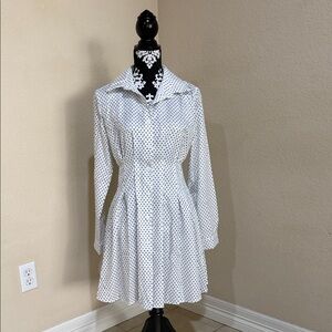 Classic White Polka Dot Long Sleeve Dress